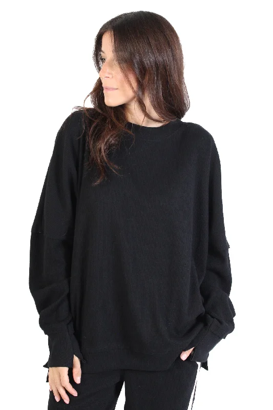 High - Low Hem Women's Cashmere - Blended SweatersMikku Black Pullover