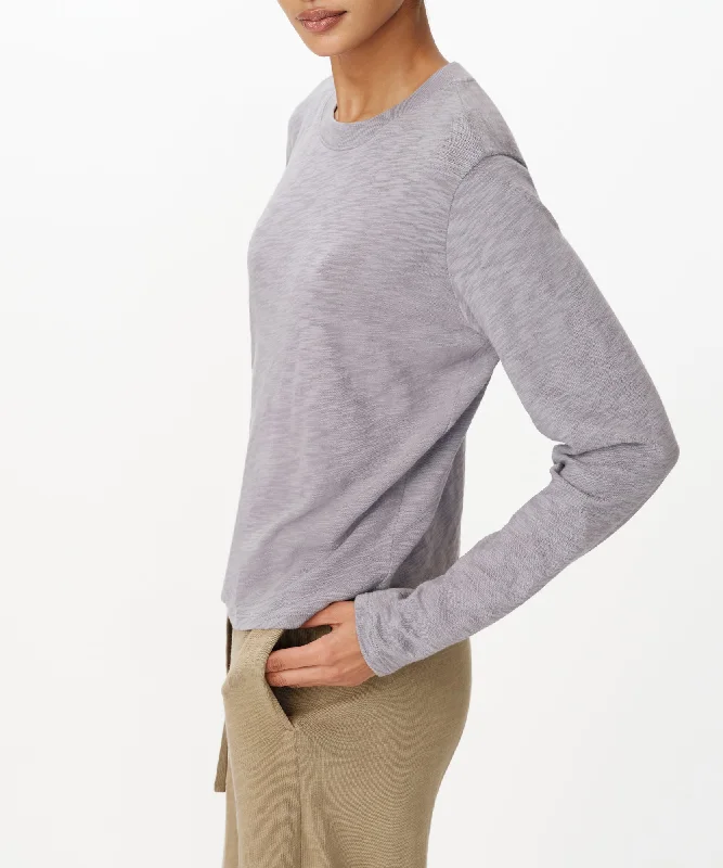 Long Sleeve Women T Shirt for Cooler WeatherSlub Jersey Long Sleeve Crop Tee - Moon