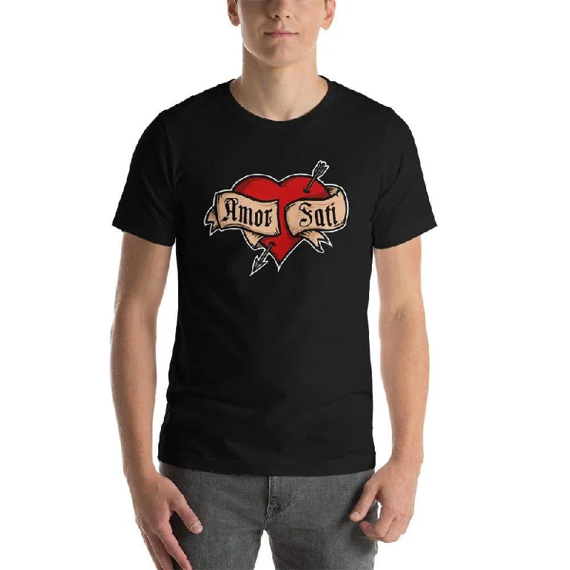 Graphic Print Women T Shirt for a Trendy StatementNietzsche Fatalism Amor Fati Tattoo Heart - Basic T-Shirt Graphic Print Women T Shirt for a Trendy StatementNietzsche Fatalism Amor Fati Tattoo Heart - Basic T-Shirt