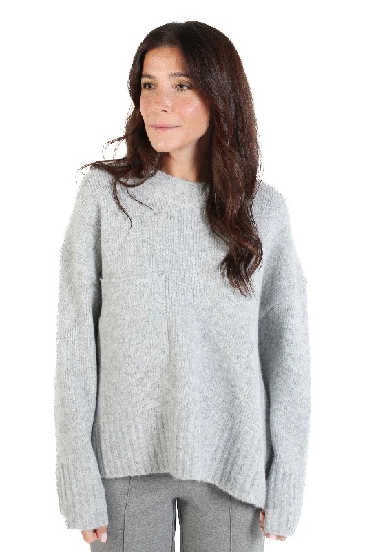 Mock Neck Women's Alpaca Wool Sweaters in Earth TonesOllie Light Grey Sweater
