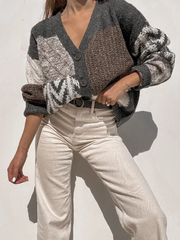 Plus Size Women's Side - Slit Sweaters in Bold SolidsMuse Patchwork Knit Sweater