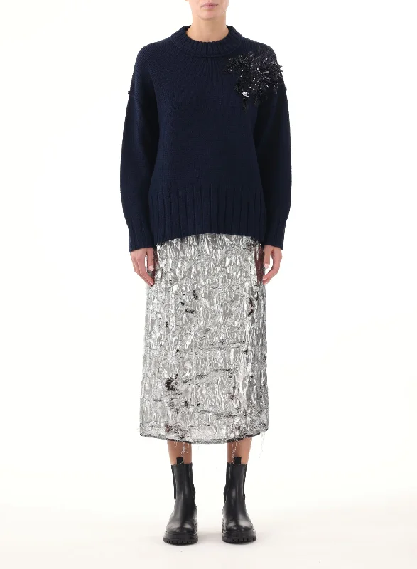Plus Size Women's Sequined Sweaters for Special OccasionsPINCUSHION EMBELLISHED WOOL SWEATER Plus Size Women's Sequined Sweaters for Special OccasionsPINCUSHION EMBELLISHED WOOL SWEATER