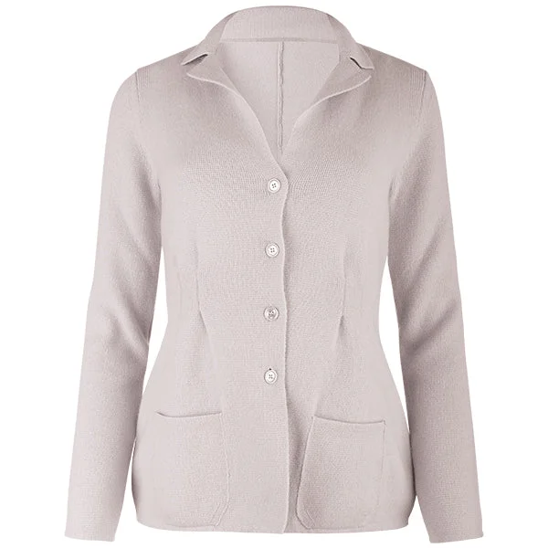 Hooded Women's Fleece - Lined Sweaters for WinterPleated Front Blazer in Sand