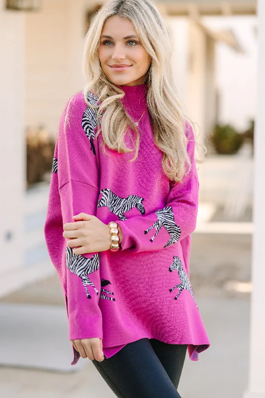 Boat Neck Women's Merino Wool Sweaters in Neutral ShadesQuick Decision Fuchsia Pink Zebra Sweater Boat Neck Women's Merino Wool Sweaters in Neutral ShadesQuick Decision Fuchsia Pink Zebra Sweater
