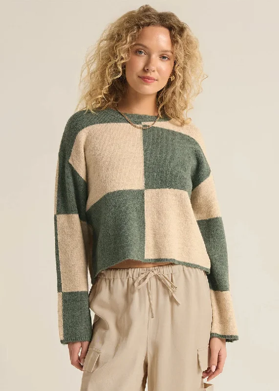 Plus Size Women's Sequined Sweaters for Special OccasionsRosi Blocked Sweater - Palm Green Plus Size Women's Sequined Sweaters for Special OccasionsRosi Blocked Sweater - Palm Green