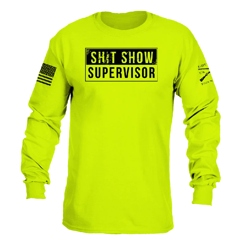 Tie - Dye Women T Shirt with a Bohemian VibeSh*t Show Supervisor Long Sleeve - Safety Green Tie - Dye Women T Shirt with a Bohemian VibeSh*t Show Supervisor Long Sleeve - Safety Green