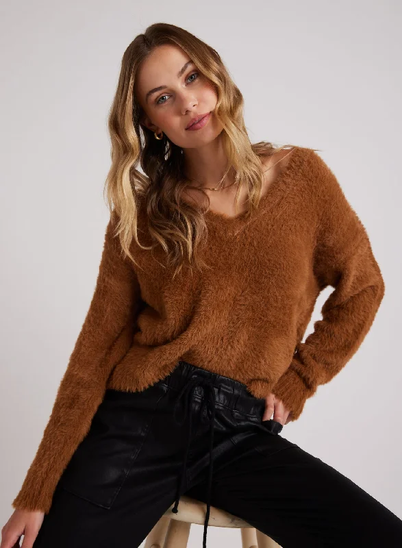 Plus Size Women's Embroidered Sweaters in Ethnic StylesSLOUCHY VNECK SWEATER