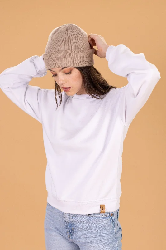 Split - Hem Women's Linen Blend Sweaters for SpringSweater Merlin White Stitched