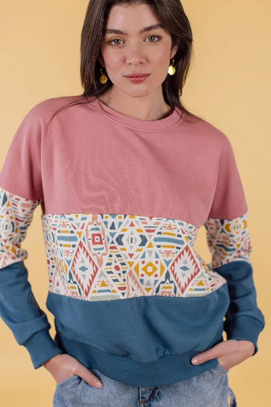 Women's Long Sleeve Turtleneck Cashmere SweatersSweater Mia Pink Geo