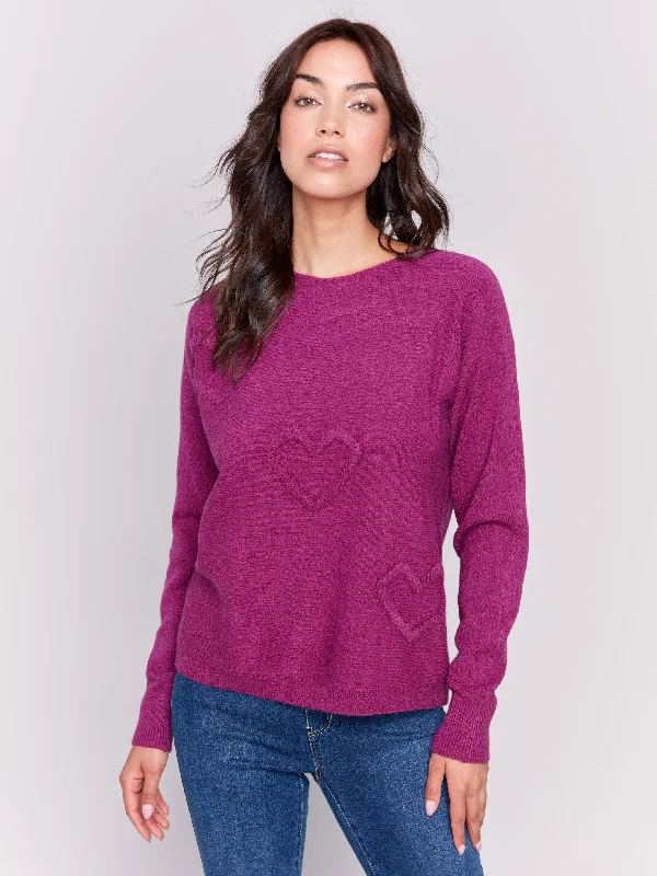 Plus Size Women's Sequined Sweaters for Special OccasionsSweater with Fringed Embroidery - Mulberry Plus Size Women's Sequined Sweaters for Special OccasionsSweater with Fringed Embroidery - Mulberry