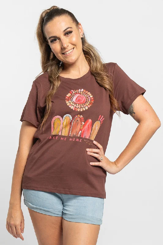 Floral Print Women T Shirt for a Feminine TouchTake Me Home Chestnut Cotton Crew Neck Women's T-Shirt Floral Print Women T Shirt for a Feminine TouchTake Me Home Chestnut Cotton Crew Neck Women's T-Shirt