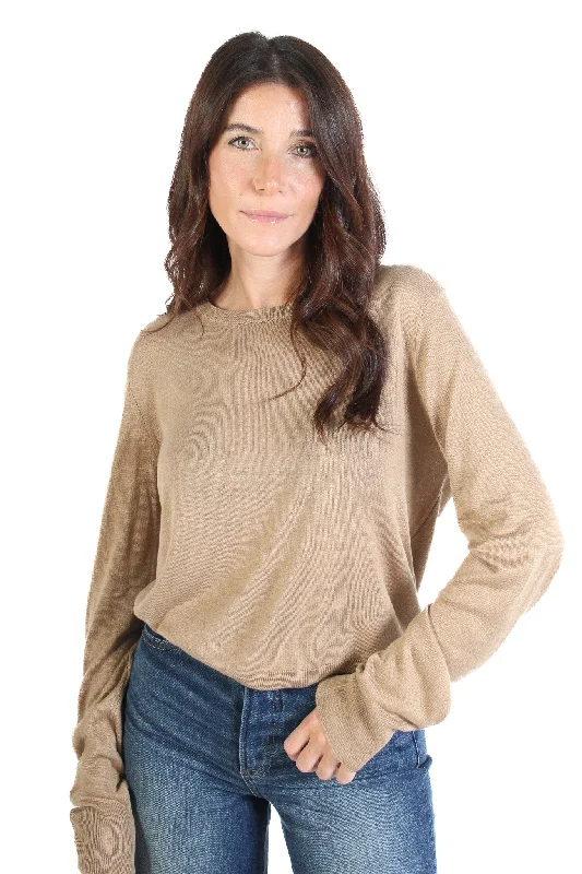 Split - Hem Women's Linen Blend Sweaters for SpringCamel Everyday Sweater