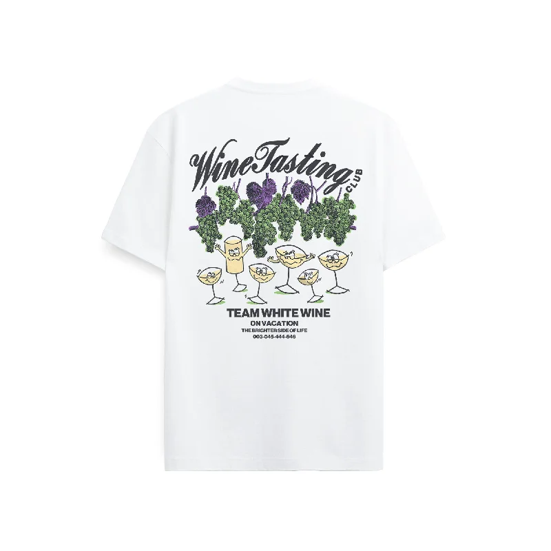 Crew Neck Women T Shirt with a Timeless DesignTeam White Wine T-Shirt - White