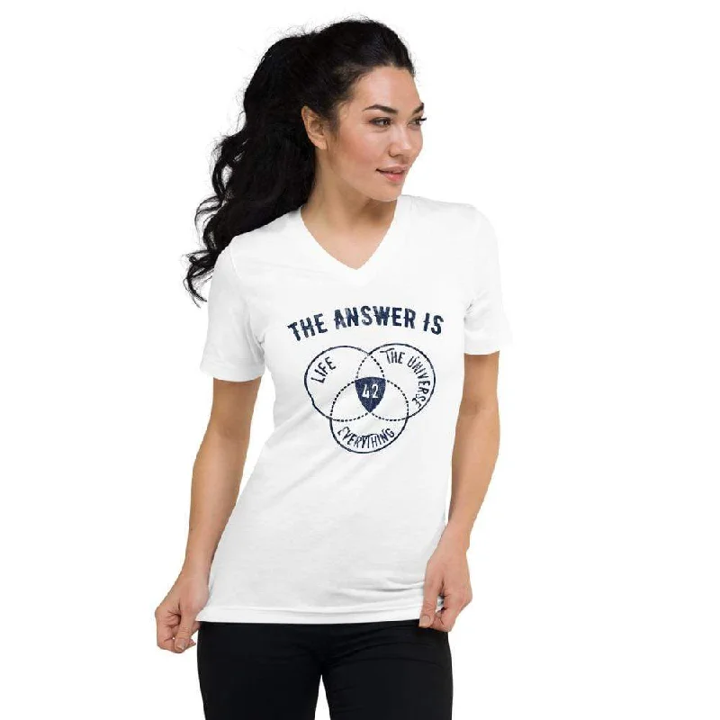 Tie - Dye Women T Shirt with a Bohemian VibeThe Answer Is Always 42 - Unisex V-Neck T-Shirt
