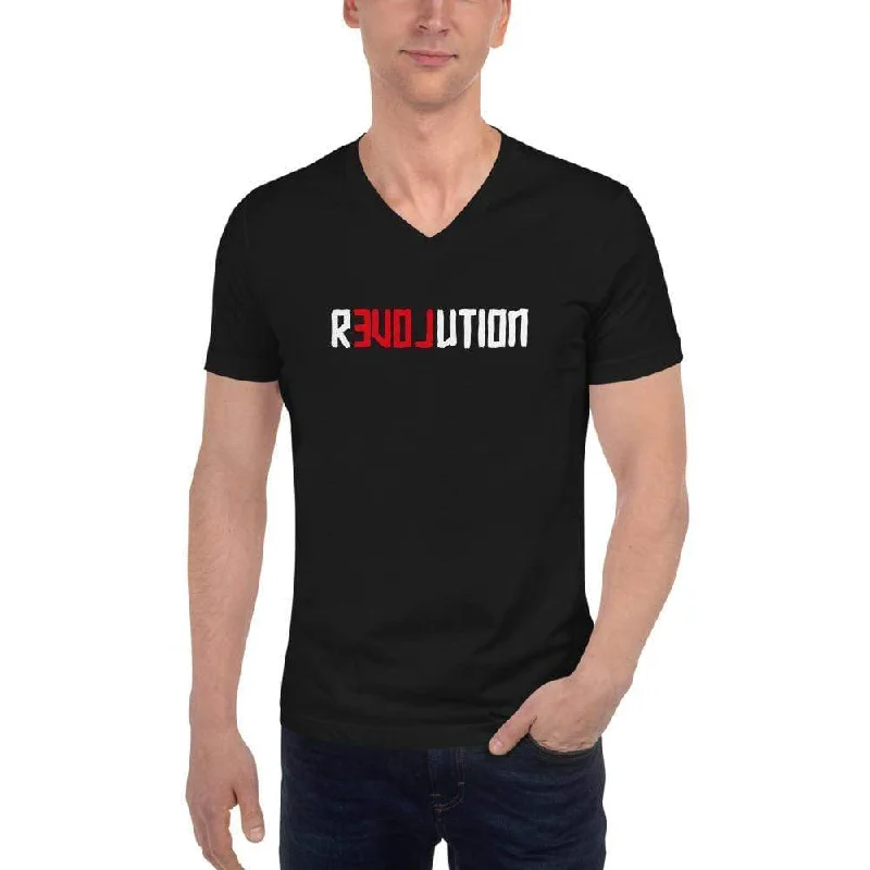 Striped Women T Shirt in a Classic PatternThere is Love in Revolution - Unisex V-Neck T-Shirt