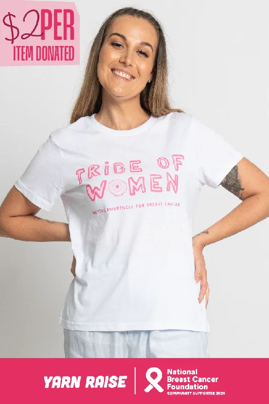 V - Neck Women T Shirt to Enhance the NecklineTribe Of Women Type White Cotton Crew Neck Women’s T-Shirt