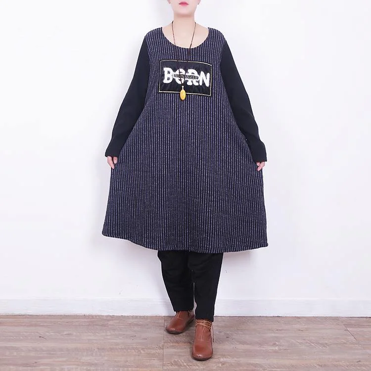 Plus Size Women's Ruffled Hem Sweaters in Floral Printsvintage black blue striped knit dresses casual O neck winter dresses Elegant patchwork Letter pullover Plus Size Women's Ruffled Hem Sweaters in Floral Printsvintage black blue striped knit dresses casual O neck winter dresses Elegant patchwork Letter pullover