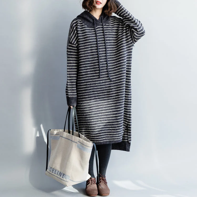 Wrap - Style Women's Lambswool Sweater Dresses in Elegant ShadesVintage Sweater knit top pattern Moda hooded gray striped Mujer knit dress Wrap - Style Women's Lambswool Sweater Dresses in Elegant ShadesVintage Sweater knit top pattern Moda hooded gray striped Mujer knit dress