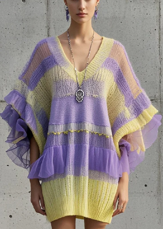 Plus Size Women's Long Sleeve Cable Knit Sweater DressesWomen Gradient Color Oversized Patchwork Tulle Sweater Dress Fall Plus Size Women's Long Sleeve Cable Knit Sweater DressesWomen Gradient Color Oversized Patchwork Tulle Sweater Dress Fall