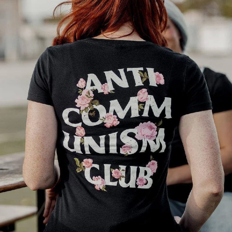 Plus Size Women T Shirt for a Comfortable and Flattering FitWomen's Anti-Commie Club V-Neck - Black