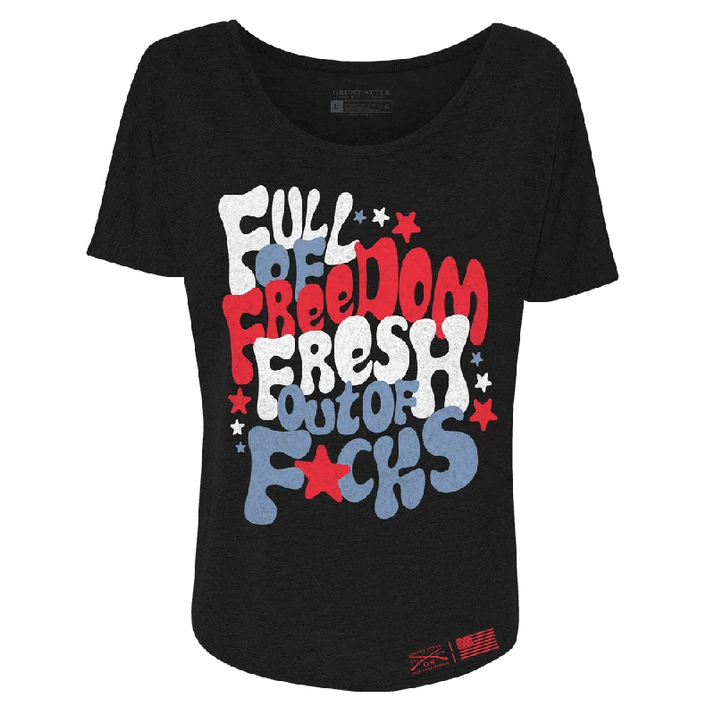 Tie - Dye Women T Shirt with a Bohemian VibeWomen's Fresh Outta F*cks Slouchy T-Shirt - Black