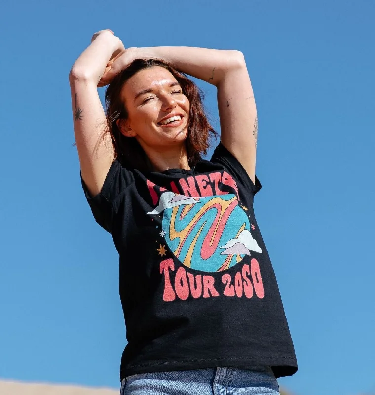 Crop Top Women T Shirt to Pair with High - Waisted BottomsWomen's Planet B Tour T-shirt Crop Top Women T Shirt to Pair with High - Waisted BottomsWomen's Planet B Tour T-shirt