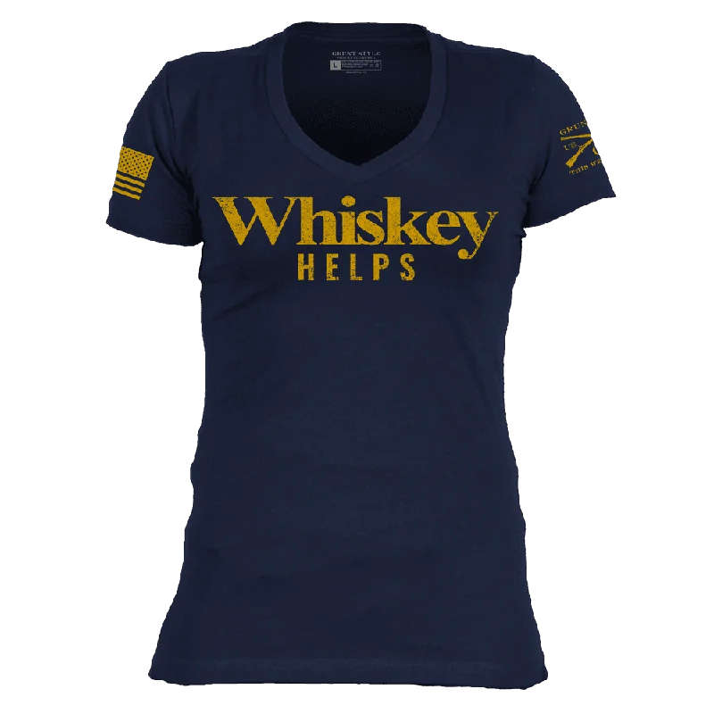 Sequined Women T Shirt for a Sparkly Night OutWomen's Whiskey Helps™ V-Neck - Midnight Navy Sequined Women T Shirt for a Sparkly Night OutWomen's Whiskey Helps™ V-Neck - Midnight Navy