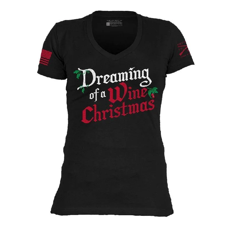 Moisture - Wicking Women T Shirt for Active LifestylesWomen's Wine Christmas V-Neck - Black Moisture - Wicking Women T Shirt for Active LifestylesWomen's Wine Christmas V-Neck - Black