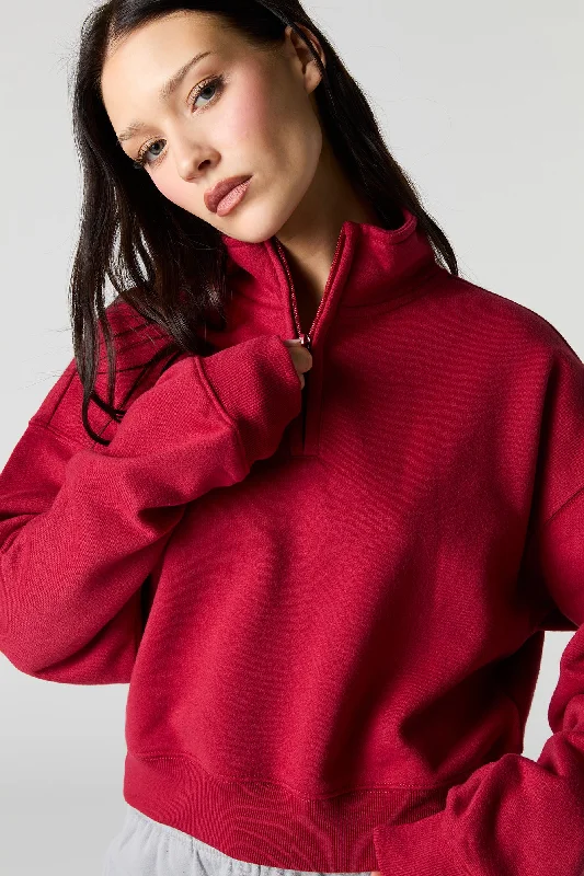 Women's cropped sweatshirt with a slogan graphic for a fun and expressive lookQuarter Zip Fleece Sweatshirt Women's cropped sweatshirt with a slogan graphic for a fun and expressive lookQuarter Zip Fleece Sweatshirt