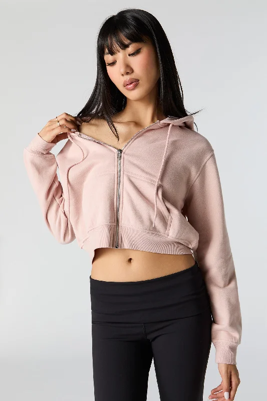 Women's color - block hoodie combining bold hues for a fashion - forward statementFleece Cropped Zip-Up Hoodie Women's color - block hoodie combining bold hues for a fashion - forward statementFleece Cropped Zip-Up Hoodie