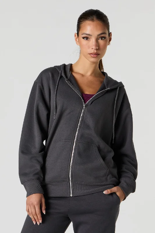 Women's zip - front sweatshirt with contrast stitching for a sporty aestheticSoft Fleece Oversized Zip-Up Hoodie Women's zip - front sweatshirt with contrast stitching for a sporty aestheticSoft Fleece Oversized Zip-Up Hoodie