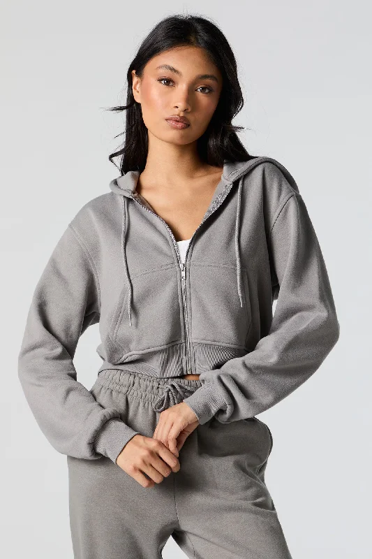 Women's tie - front hoodie in a lightweight fabric for summer layeringFleece Zip-Up Cropped Hoodie Women's tie - front hoodie in a lightweight fabric for summer layeringFleece Zip-Up Cropped Hoodie