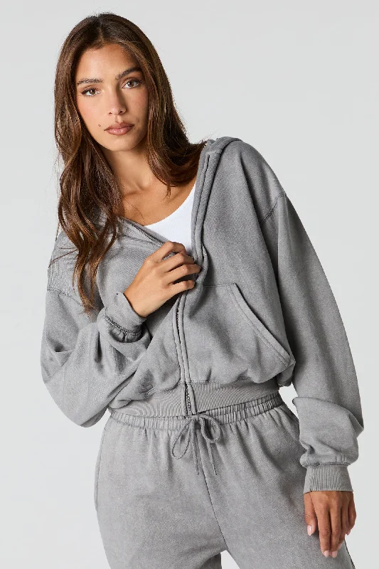 Women's fleece - lined hoodie with thumbholes for warmth in winterWashed Fleece Zip-Up Hoodie Women's fleece - lined hoodie with thumbholes for warmth in winterWashed Fleece Zip-Up Hoodie