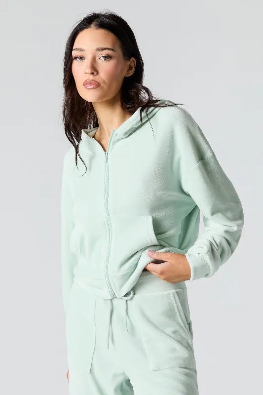 Velour Zip-Up Hoodie