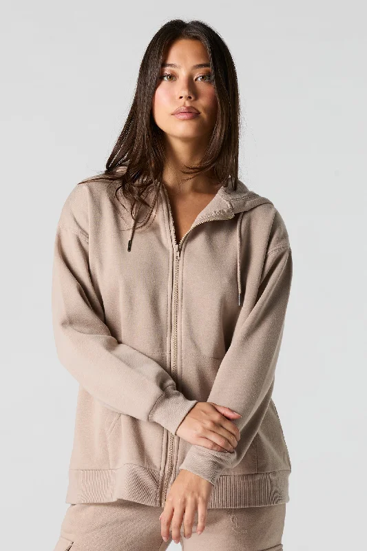 Women's oversized cropped hoodie with drawstrings for a trendy lookEveryday Zip-Up Fleece Hoodie Women's oversized cropped hoodie with drawstrings for a trendy lookEveryday Zip-Up Fleece Hoodie