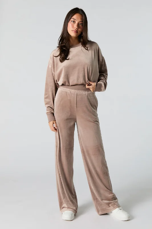 Women's graphic - printed sweatshirt featuring floral patterns for a feminine touchVelour Wide Leg Sweatpant Women's graphic - printed sweatshirt featuring floral patterns for a feminine touchVelour Wide Leg Sweatpant