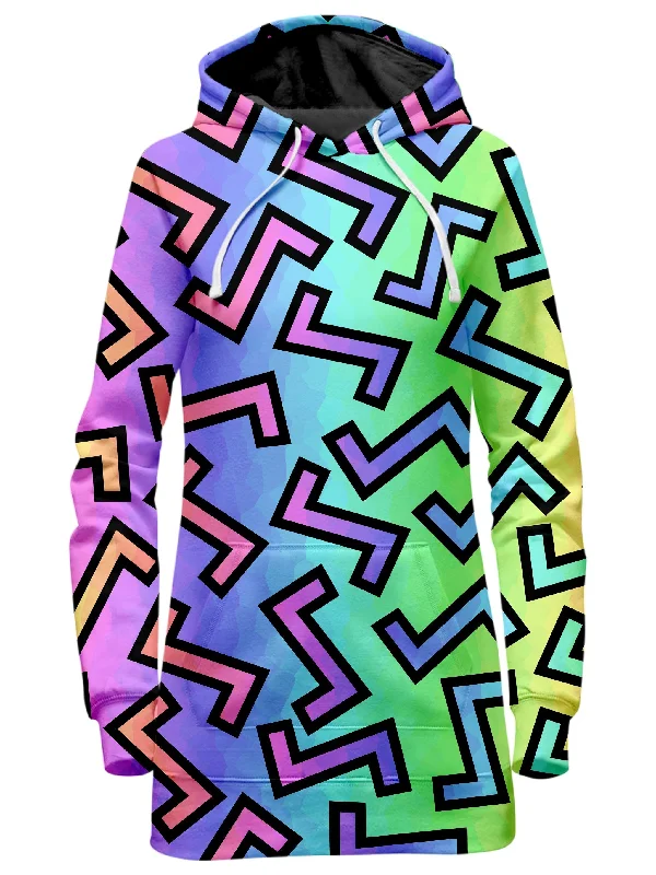 Women's graphic - printed sweatshirt featuring floral patterns for a feminine touch80s Rainbow Hoodie Dress Women's graphic - printed sweatshirt featuring floral patterns for a feminine touch80s Rainbow Hoodie Dress
