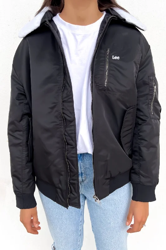 Women's long - length wool blend jackets for a warm and stylish winter lookAngelina Bomber Jacket Black Women's long - length wool blend jackets for a warm and stylish winter lookAngelina Bomber Jacket Black