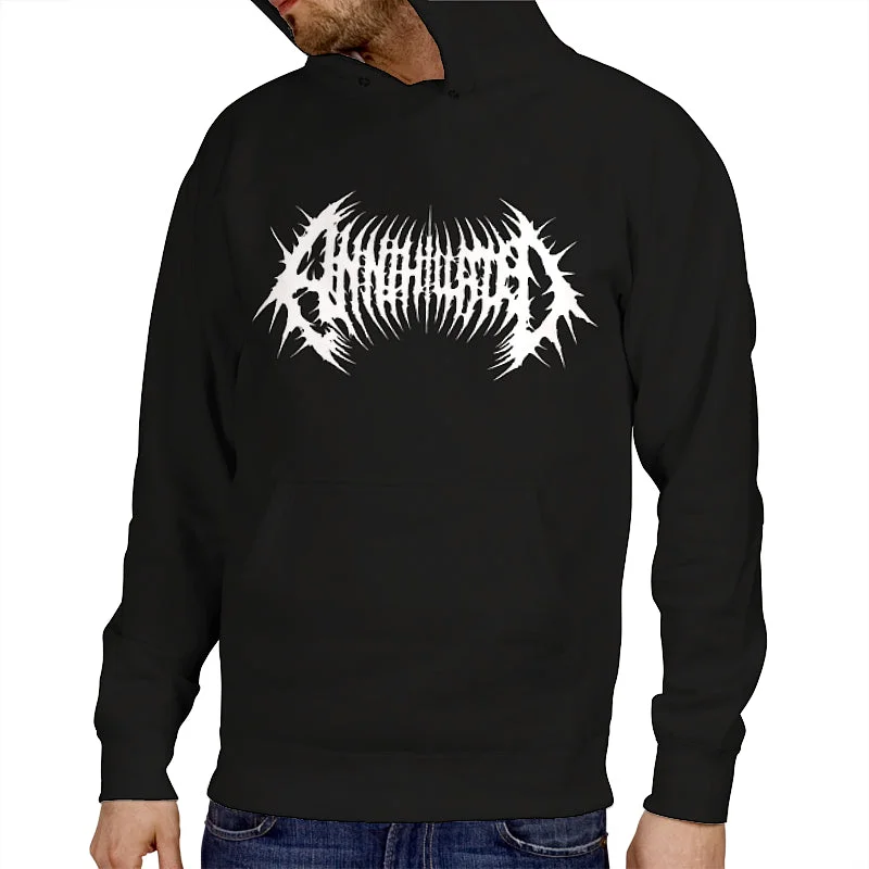 Women's cropped sweatshirt with a lace - trimmed hem for a romantic lookAnnihilated "Logo" Pullover Hoodie Women's cropped sweatshirt with a lace - trimmed hem for a romantic lookAnnihilated "Logo" Pullover Hoodie