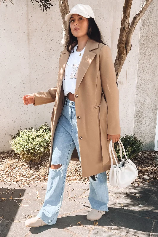 Women's bomber jackets with a holographic finish for a futuristic and eye - catching lookAspen Trench Coat Tan Women's bomber jackets with a holographic finish for a futuristic and eye - catching lookAspen Trench Coat Tan