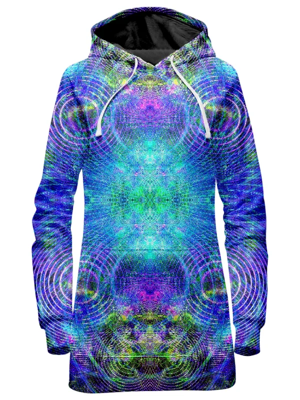 Women's hoodie with a detachable hood for customizable stylingBlue Psycho Cosmos Hoodie Dress