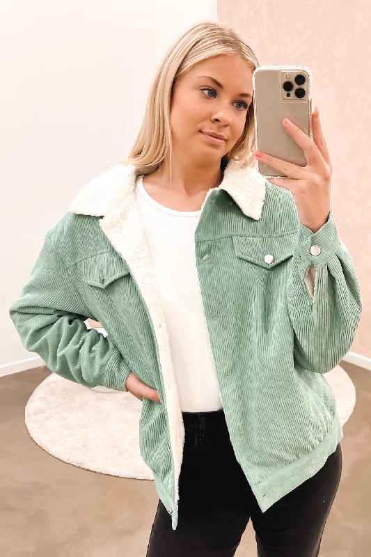 Women's shearling - lined suede jackets for ultimate warmth and luxuryClaudie Cord Jacket Green Women's shearling - lined suede jackets for ultimate warmth and luxuryClaudie Cord Jacket Green