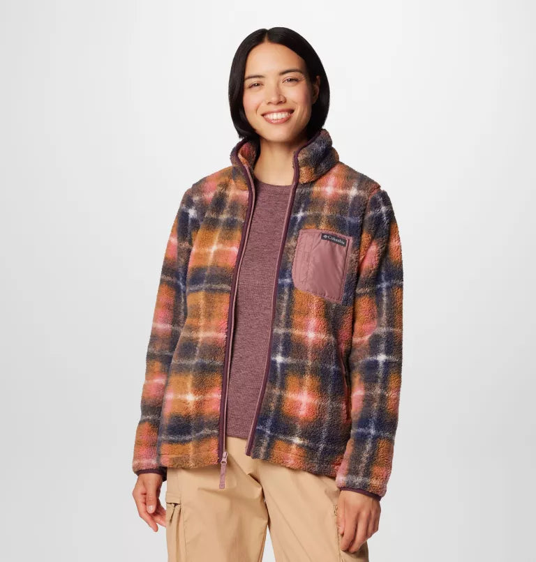 Women's denim jackets with distressed details for a casual and edgy lookColumbia Women's West Bend II Printed Sherpa Jacket Women's denim jackets with distressed details for a casual and edgy lookColumbia Women's West Bend II Printed Sherpa Jacket