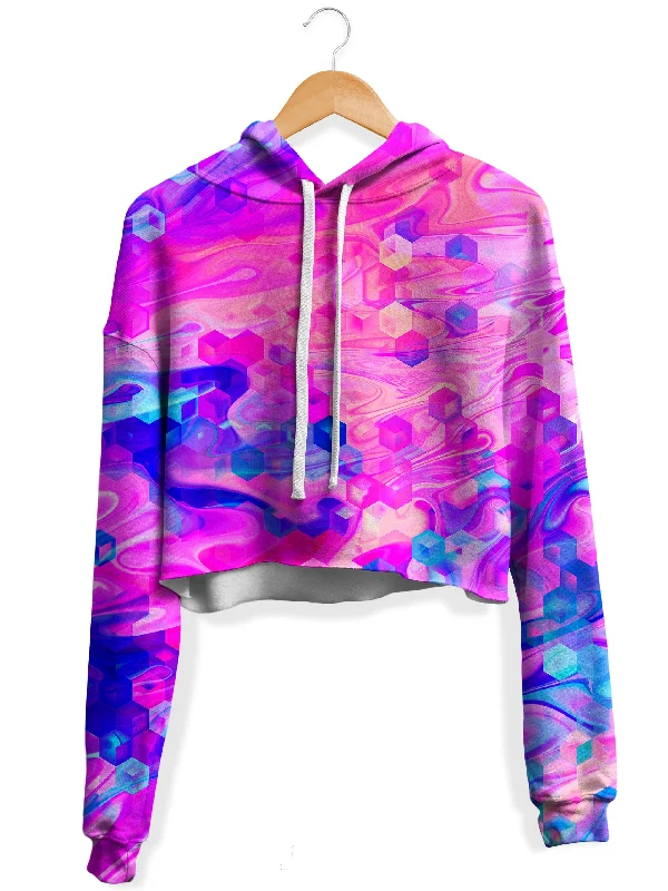 Women's hoodie with a glittery print for a glamorous and sparkly appearanceCotton Candy Wash Fleece Crop Hoodie Women's hoodie with a glittery print for a glamorous and sparkly appearanceCotton Candy Wash Fleece Crop Hoodie