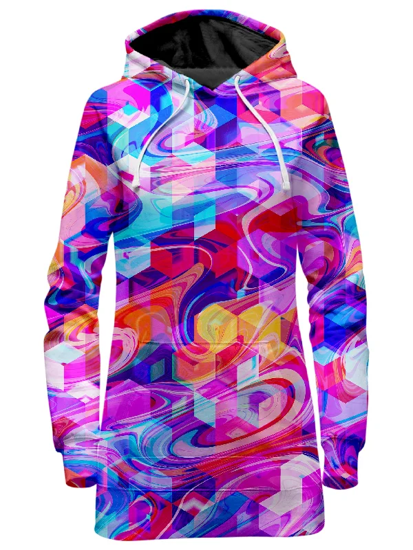 Women's zip - front sweatshirt with contrast stitching for a sporty aestheticCubic Drop Hoodie Dress Women's zip - front sweatshirt with contrast stitching for a sporty aestheticCubic Drop Hoodie Dress