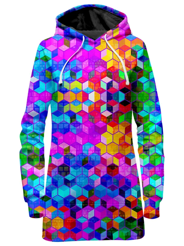 Women's sweatshirt with a mesh panel insert for breathability during workoutsCubism Hoodie Dress Women's sweatshirt with a mesh panel insert for breathability during workoutsCubism Hoodie Dress