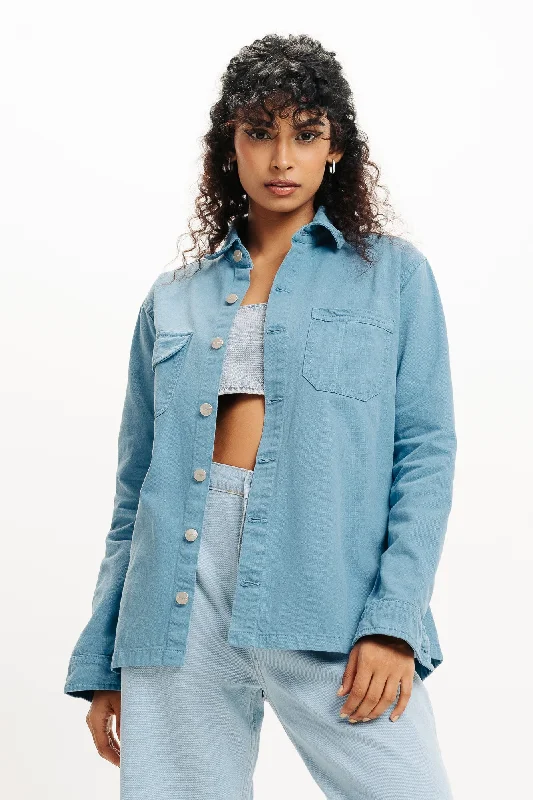 Women's long - length wool blend jackets for a warm and stylish winter lookCyan Shacket