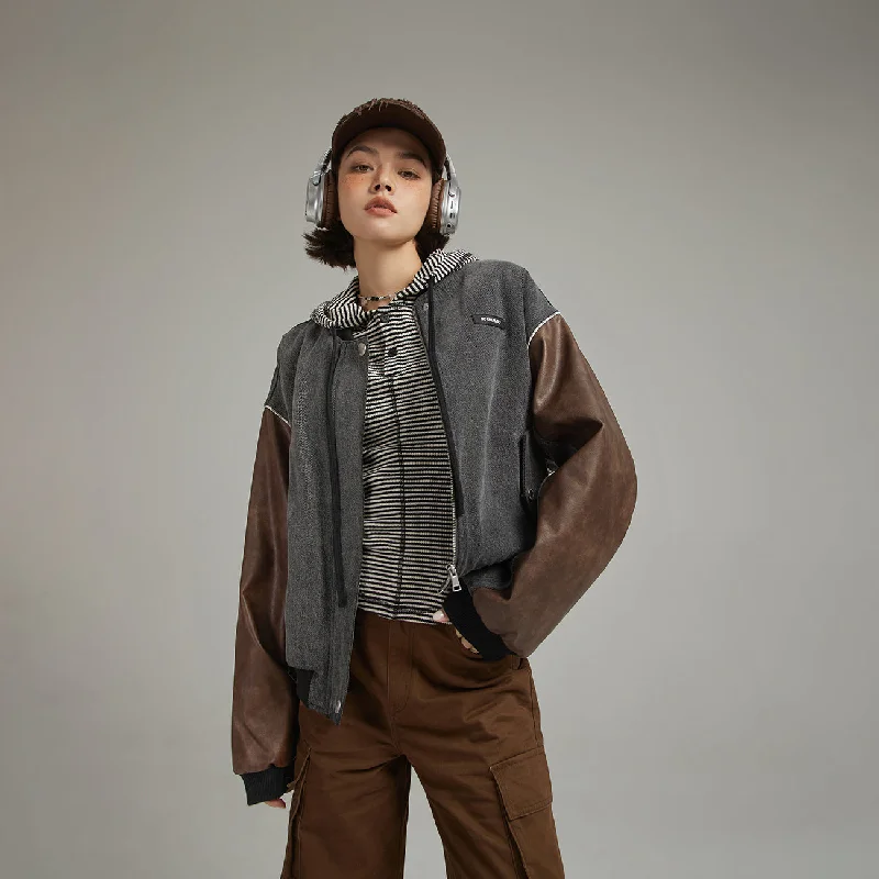 Women's long - line cardigan jackets in a soft knit for a cozy and elegant lookLeather Color Scheme Varsity Jacket