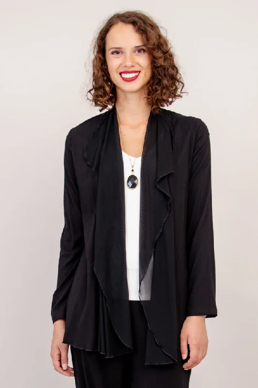 Women's pea coats in a plus - size fit for a flattering and warm winter coatDiana Jacket, Black, Linen Bamboo Women's pea coats in a plus - size fit for a flattering and warm winter coatDiana Jacket, Black, Linen Bamboo