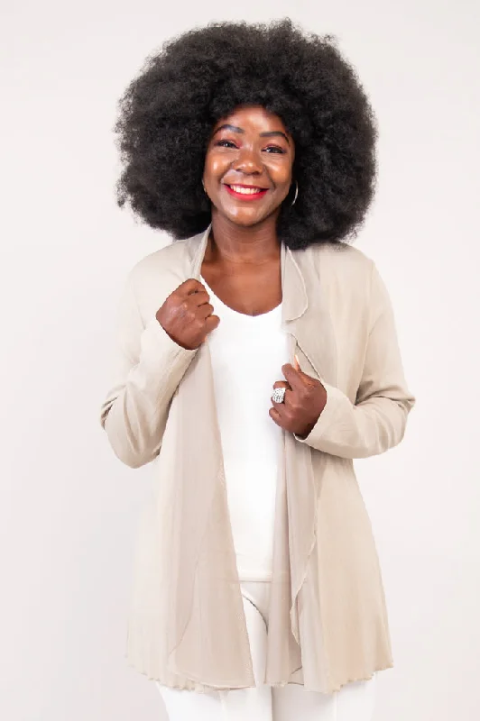 Women's moto jackets with a lace - up front for a unique and stylish touchDiana Jacket, Sand, Linen Bamboo